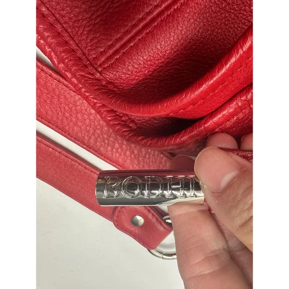 Auth. BODHI Red Leather Chain Handbag Shoulder BBW00045111 Soft Zip Top Pockets - Picture 5 of 9